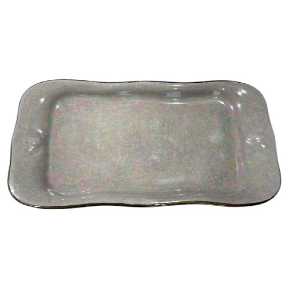 Pearl China Co Lusterware Hand Crafted 22K Gold USA Tray, Creamer, Vase - Picture 9 of 13